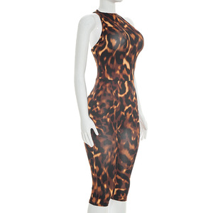 วิวิบลุค C26JP060 ชุดจั๊มสูทแขนกุดพิมพ์ลายเสือดาวสำหรับผู้หญิงฤดูร้อนแบบมีซิปความยาวปานกลาง - Product Image 5