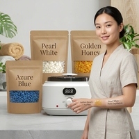 Kit chauffe-cire numérique 500cc, chauffe-cire électronique avec 4 sachets de 100g de cire en grains pour l'épilation corporelle