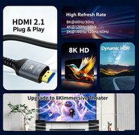 Câble HDMI 2.1 à fibre optique active 48 Gbit/s, compatible 8K 60Hz 4K 120Hz, mâle-mâle, pour TV, projecteur, PS5 – Fourniture personnalisée