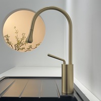 Robinet de cuisine à 2 fonctions avec valve en céramique rotative, montage sur plan, en acier inoxydable 304, eau chaude/froide, forme goutte d'eau, pour usage hôtelier