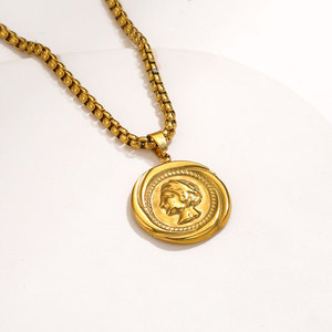 จี้เหรียญชุบทอง 18K PVD ลายโรมัน |   จี้เครื่องประดับสไตล์วินเทจสำหรับสร้อยคอและการทำเครื่องประดับ DIY - Product Image 2