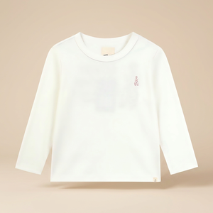 T-shirt en coton interlock à manches longues pour filles, blanc, mignon et tendance, vente en gros de vêtements pour enfants de qualité - Product Image 3