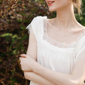 Abito da notte semplice e fresco da donna lungo dolce nuovo stile corte abito bianco <span class=keywords><strong>in</strong></span> raso 100% viscosa - Product Image 4