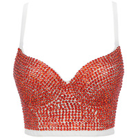 Top à paillettes sexy pour la danse de scène, costume de danse du ventre avec strass de couleur nocturne, costume de cosplay, soutien-gorge sexy et élégant