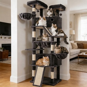 Premium multi-level grote kattenboom met krabpalen, hangmatten en wandbevestiging voor grote katten - Product Image 2