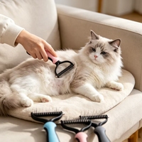 Peigne démêlant double face pour animaux de compagnie, à dents en acier inoxydable, brosse de toilettage pour chien et chat, pour l'élimination des poils sous-épileux épais