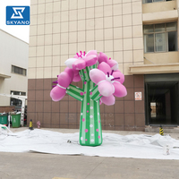 Modèle d'arbre à fleurs rose gonflable géant personnalisé pour la décoration de scène d'événements en plein air