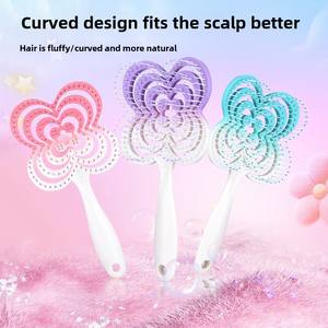 หวีผมสำหรับร้านเสริมสวยลายการ์ตูนน่ารักหวีนวดแบบเปียกและแห้งมาใหม่พร้อมไม้โคลเวอร์สี่ใบและที่จับไนล่อนสำหรับเด็กผู้หญิง - Product Image 2