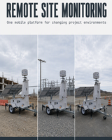 Tour de surveillance solaire CCTV Ecosight ES2P-300 avec mât manuel de 6 m, remorque solaire mobile blanche pour chantier, 2x300W solaires