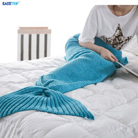 Couverture tricotée en queue de poisson, de sirène chaude et douce, Design Simple, personnalisé, pour fête de noël, pièces