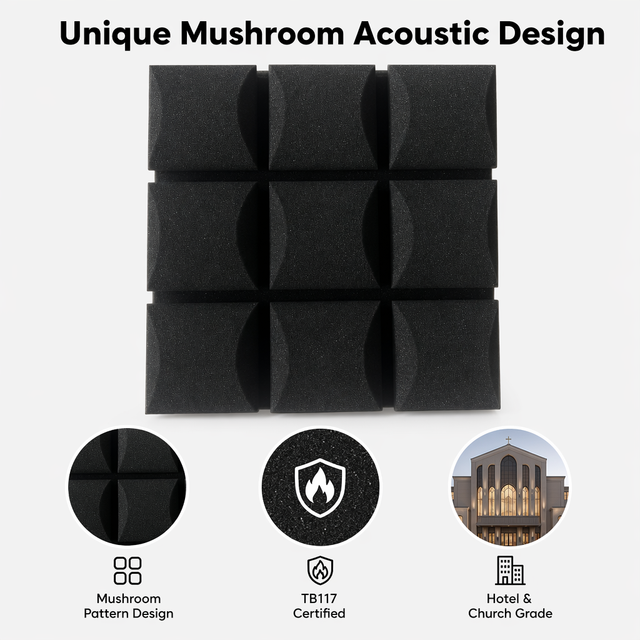 Commercial Grade TB117 Certified Mushroom Design Acoustic Panels Sound-Absorbing Foam for Church and Hotel Treatment