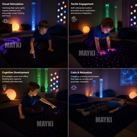Tapis mural sensoriel en fibre optique noir pour l'autisme, stimulation visuelle, ciel étoilé, tapis en fibre optique avec source lumineuse