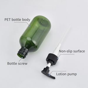 Flaconi Cilindrici in PET Ecologico 100/200/300/500ml Ambra/Grigio/Verde per Shampoo e Gel Doccia con Pompa Dosatrice - Product Image 3