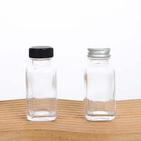 Lot de 6 bouteilles de shot de gingembre réutilisables avec couvercle, petits bocaux en verre de 2 oz 2 onces avec couvercles hermétiques, bouteilles de shot d'énergie fraîche carrées