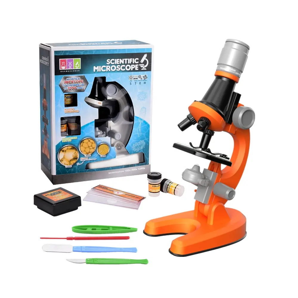 1200倍の倍率の子供のための子供教育生物顕微鏡キット科学玩具機器を探索する初心者の茎のおもちゃ