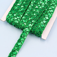 Ruban de dentelle à sequins dorés et argentés en PET écologique, largeur 1,5 cm, rouleau de 10 m, pour costumes de scène, accessoires pour cheveux, chaussures et chapeaux décoratifs