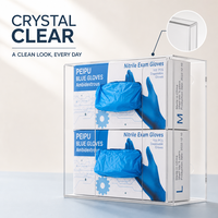 Boîte de rangement de comptoir en acrylique transparent à 2 niveaux pour distributeur de gants jetables, personnalisable en gros pour usine