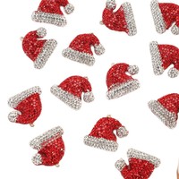 Vollständig mit Diamanten besetzte Weihnachtsmützen-förmige Schmuck-Flachback-Accessoires aus Ton mit Strasssteinen, Geschenkbox-Dekoration.
