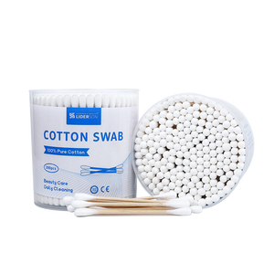 Coton-tiges jetables pour le nettoyage des oreilles et le maquillage, 200 pièces/boîte, tête ronde, bâtonnet en bois, coton-tige avec boîte ronde - Product Image 4