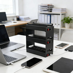 JYWD แท่นชาร์จ 3 ชั้น 60 พอร์ต USB ชาร์จเร็วสำหรับโทรศัพท์ทุกรุ่น อุปกรณ์เสริมแหล่งจ่ายไฟ สีดำ/ขาว - Product Image 5