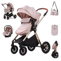 Poussette Kidilo bidirectionnelle tout-terrain 3-en-1 multifonctionnelle pliable avec amortisseur pour nouveau-né, en tissu lin pour enfants
