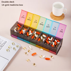 Scatola <span class=keywords><strong>per</strong></span> pillole Extra Large <span class=keywords><strong>in</strong></span> <span class=keywords><strong>plastica</strong></span> a doppio strato 2 volte al giorno: AM PM Organizer settimanale di <span class=keywords><strong>olio</strong></span> di pesce integratori di contenitori <span class=keywords><strong>per</strong></span> medicinali - Product Image 4