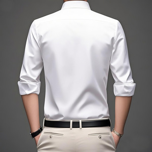 <span class=keywords><strong>Camisas</strong></span> de <span class=keywords><strong>manga</strong></span> <span class=keywords><strong>larga</strong></span> de satén elástico de cuatro vías para <span class=keywords><strong>hombre</strong></span> de tallas europeas transfronterizas para ropa drapeada sin arrugas de <span class=keywords><strong>Amazon</strong></span> para camisetas extranjeras - Product Image 3