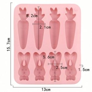 Molde de silicona ecológico de 8 cavidades para galletas de conejo y rábano, aromaterapia, yeso, jabón, herramientas para galletas, OEM/ODM - Product Image 2