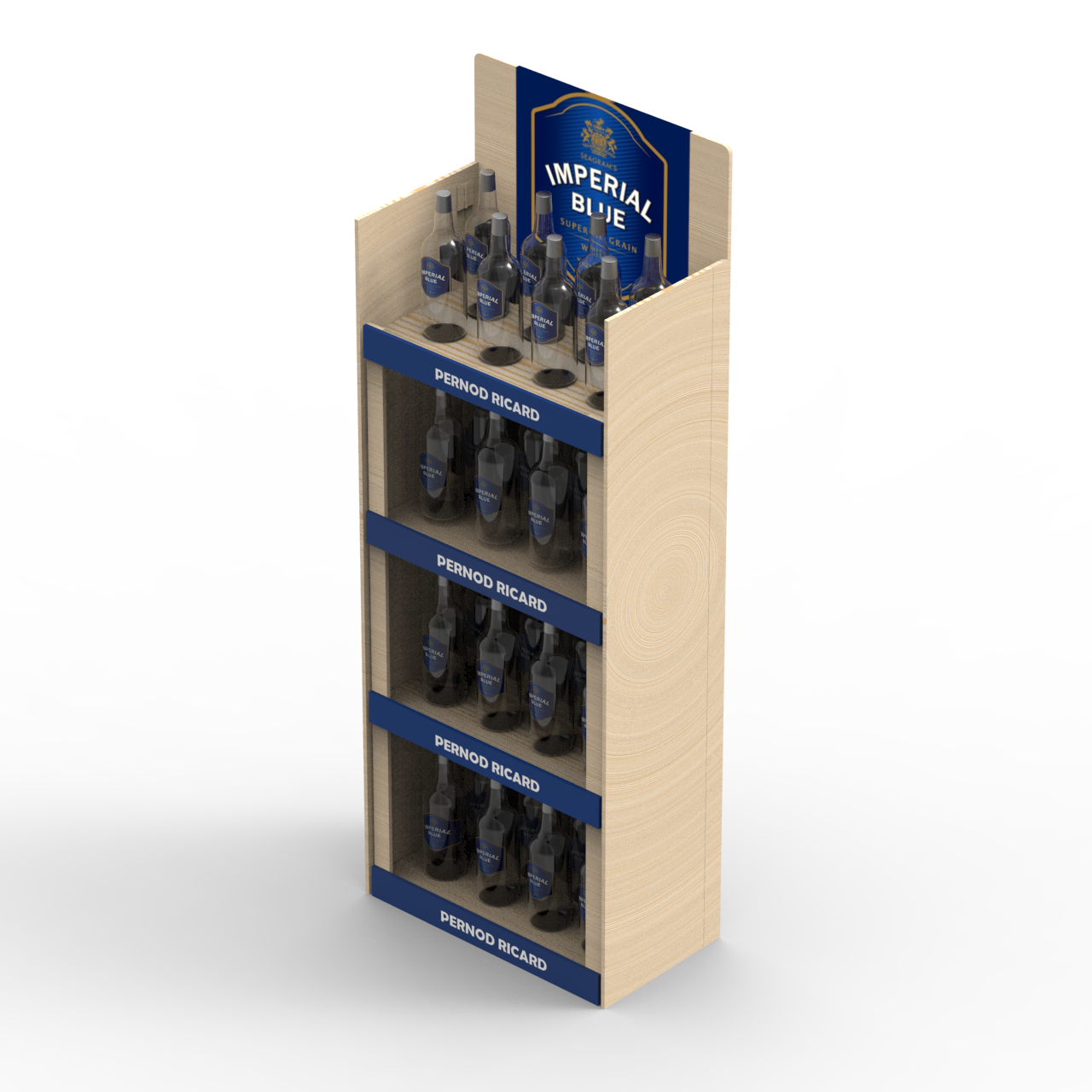 Apache Modern Foldable Light Duty Wood Display Stand Single-Sided Whiskey Bottle Showcase for Supermarket Storage