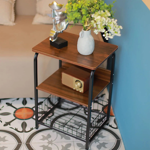 Hot Sales Living Room Bedroom Office Stable Metal Frame 3 Tiers Nightstand Industrial Retro <strong>Storage</strong> Shelf <strong>End</strong> <strong>Table</strong> Side <strong>Table</strong> - Product Image 6