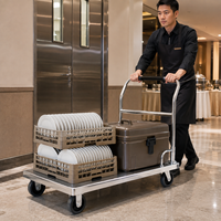 Chariot à plateforme robuste en acier inoxydable SUS304, pliable, avec roues silencieuses, capacité de charge de 300 kg/m, sablé et texturé