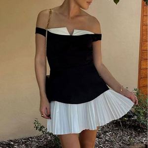 Vestido Mini Casual Elegante con Hombros Descubiertos para Mujer, Vestido de Fiesta Sexy con Cuello en V de Algodón para Verano, OEM - Product Image 2