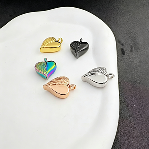 Kalung Hati Bentuk Sayap Malaikat dari Baja Anti Karat, Tempat Abu Kremasi, Liontin, Perhiasan Kenangan untuk Dipakai Sehari-hari - Product Image 2
