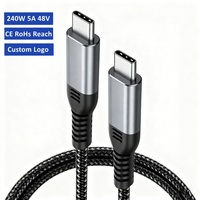 Cable USB C de Carga Rápida 240W 5A al por Mayor, Tipo C, Cable de Datos Trenzado de 1m 2m 3m, Cable Cargador USB-C a Teléfono