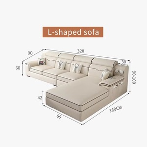 Canapé <span class=keywords><strong>en</strong></span> L multifonctionnel 3 4 5 places <span class=keywords><strong>en</strong></span> tissu, canapé simple avec haut-parleur Bluetooth, port USB, salon, canapé d'angle - Product Image 6