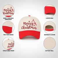 Casquette de baseball personnalisée avec logo de Noël, vente en gros, broderie Joyeux Noël, casquette snapback pour les fêtes, unisexe, approvisionnement en gros