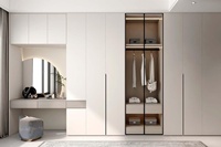 BALOM Armoire de plain-pied personnalisée haut de gamme avec commode et armoire en verre Finition mélamine Placard avec vitrine de sac