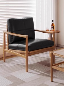 Kursi santai dengan kursi kulit nyaman untuk balkon ruang tamu kamar tidur kursi lapis kain lembut dengan rangka kayu padat - Product Image 4