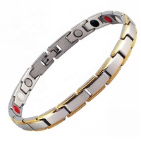 Pulseras de Salud de Acero Inoxidable con Baño de Oro 18k y Plata, Magnéticas de Bioenergía para Pérdida de Peso, Antirradiación y Alivio de Artritis