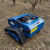 Pengiriman Gratis Murah Mesin Pemotong Rumput Robot RC 550mm Beroda Rantai, Starter Elektrik Bensin, untuk Lereng, Dikendalikan Jarak Jauh