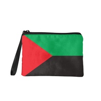 Dompet Koin Mini Beritsleting Motif Bendera Martinique, Bahan Kanvas Polyester Warna Campuran, Dompet Ganti Uang untuk Wanita