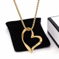 Joyería de Moda que No se Desvanece, Collar de Acero Inoxidable Chapado en Oro de 18K con Colgante de Corazón, Joyería de Moda México