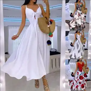 Custom New Strapless Infinity Dress Vestidos Blanco De Mujer Para Ninas Turkey Go Out V-Neck Bow Dress Casual Dresses