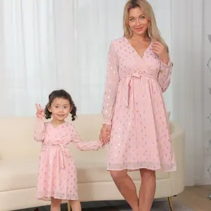 Популярное шифоновое платье для мамы, дочки, родителя, ребенка, новейшие весенне-летние наряды для мамы и дочки