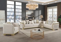 Ensemble de meubles d'hôtel Chesterfield modulaires modernes de luxe, tissu capitonné, pieds en acier inoxydable, canapé d'angle
