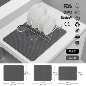 Silicone <b>Drain</b> Mat L Size Waterproof Kitchen Drying Pad For Cup Plate Bowl Dish Tableware - Product Image 3