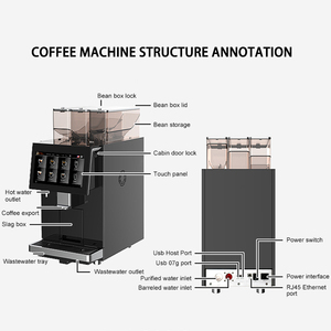 BTB commerical automatic <strong>coffee</strong> <strong>machine</strong> produce 300 <strong>cups</strong> per day touch screen large capacity bean tank - Product Image 6