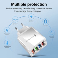 Adaptateur de chargeur mural 4 ports USB à charge rapide 5V 3.1A QC3.0, prise EU US UK, charge rapide pour téléphone portable, 5V/2.4A, électrique