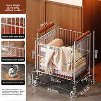 Panier à linge sale rectangulaire mobile 1 niveau, gain de place, avec rangement pour chaussettes sous l'armoire