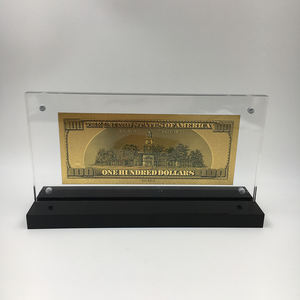 Billete de 1000 Dólares Estadounidenses de Oro de 24k para Decoración de Oficina con Marco Acrílico - Product Image 2
